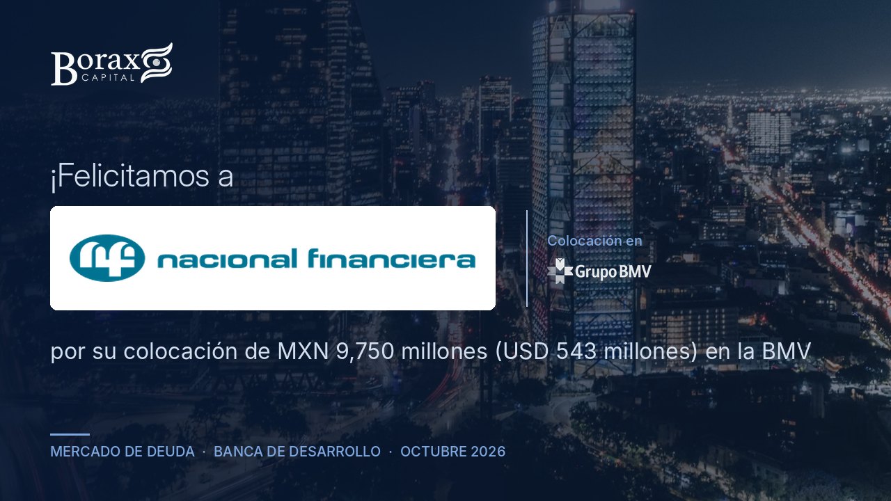 Borax Capital felicita a Nafin por su colocación de MXN 9,750 millones en la BMV